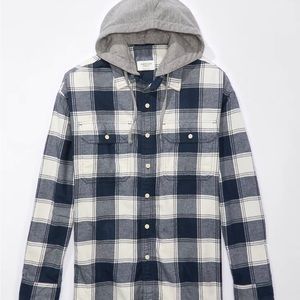 American Eagle flannel shirt with Sherpa hoodie size M